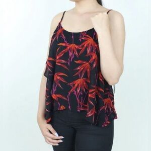 FREE PEOPLE - Tropical Print Cami. Wrap front, adjustable straps. Loose.Small